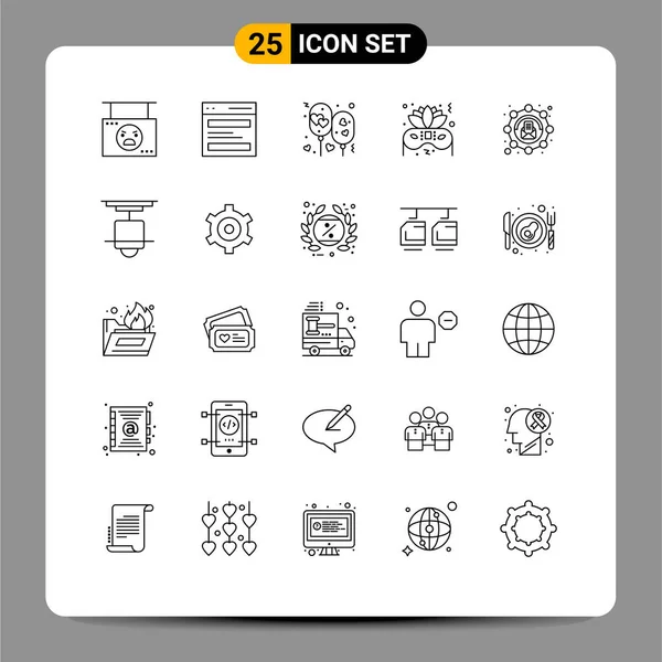 Universal Icon Symbols Group Modern Lines Party Costume Interface Romantic — Stock Vector