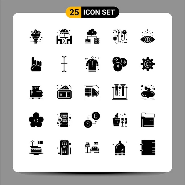 Universal Icon Symbols Group Modern Solid Glyphs Money Eye Business —  Vetores de Stock