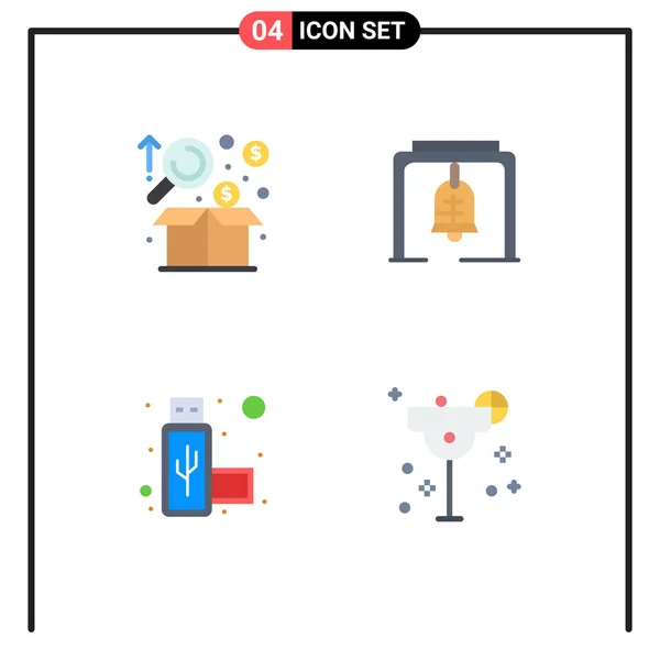 Pack Creative Flat Icons Analysis Connection Graph Bell Usb Editable — Stock Vector
