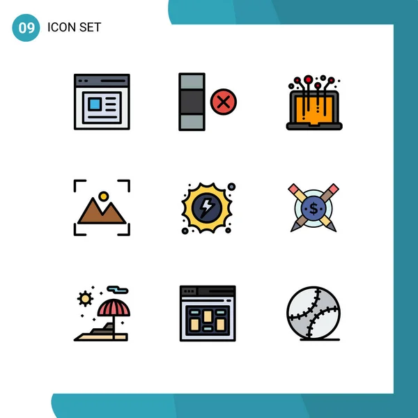 Universal Icon Symbols Group Modern Filledline Flat Colors Hydro Electric — Vetor de Stock