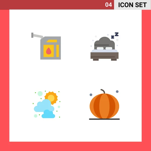 Modern Set Flat Icons Symbols Car Weather Station Bed Halloween — Stock Vector