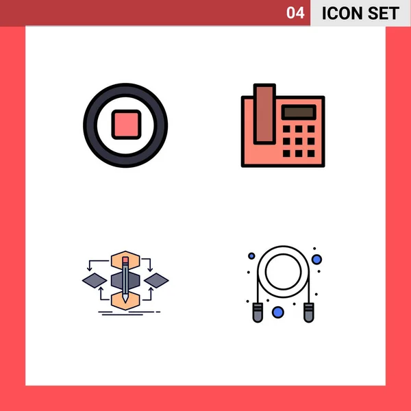 Universal Icon Symbols Group Modern Filledline Flat Colors Media Model — Stock Vector