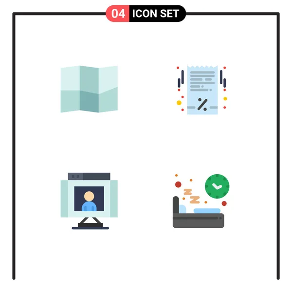 Groep Van Modern Flat Icons Set Voor Locatie Video Zwarte — Stockvector