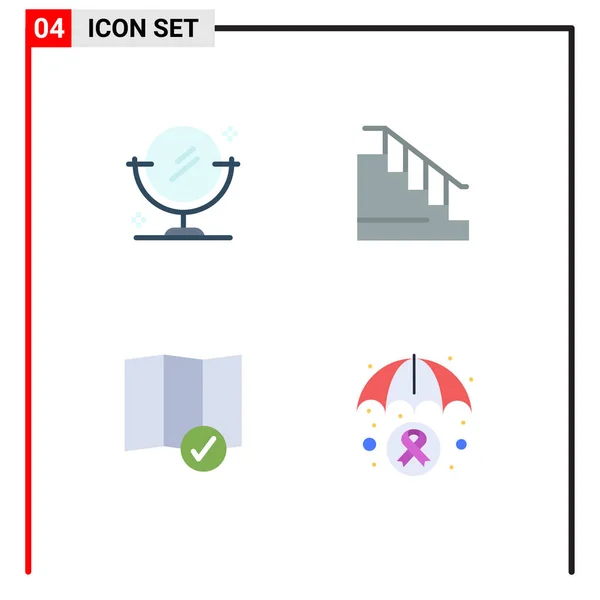 Пакет Современных Плоских Иконок Веб Печатных Сми Таких Зеркало Карта — стоковый вектор