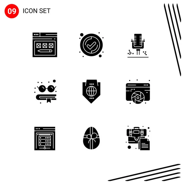 Stock Vector Icon Pack Mit Zeilenzeichen Und Symbolen Für Schutz — Stockvektor