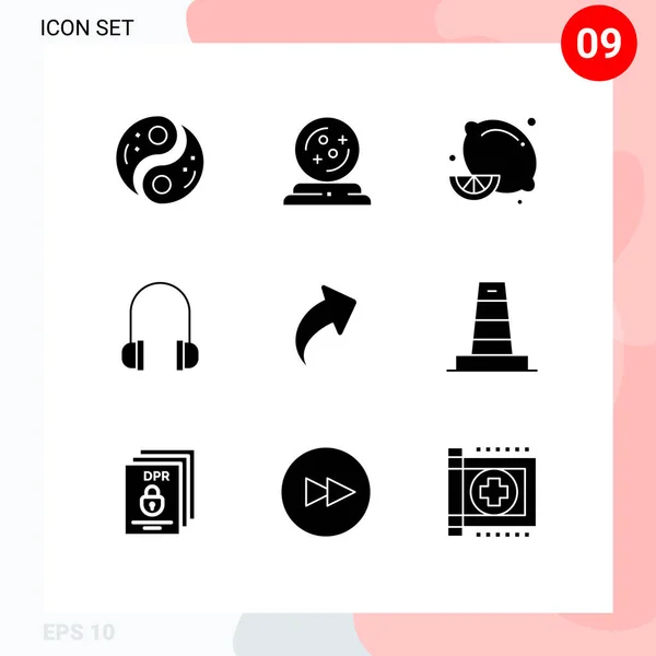 사이트 모바일 솔리드 헤드셋 Editable Vector Design Elements — 스톡 벡터