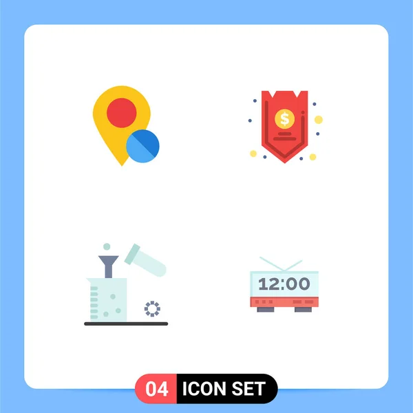 Modern Set Flat Icons Pictograph Location Insurance Pin Account Science — Archivo Imágenes Vectoriales