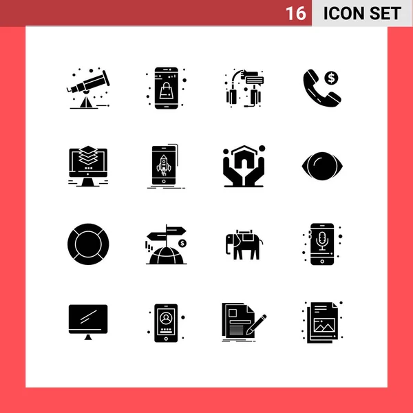 Universal Icon Symbols Group Modern Solid Glyphs File Layers Help — Stock Vector