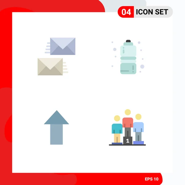 Pittogramma Set Semplici Icone Piatte Comunicazione Freccia Mail Salute Del — Vettoriale Stock