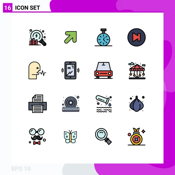 사용자 인터페이스 라인의 오디오 멀티미디어 Editable Creative Vector Design Elements — 스톡 벡터