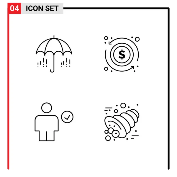 Benutzeroberfläche Pack Mit Basic Filledline Flache Farben Von Regenschirm Körper — Stockvektor