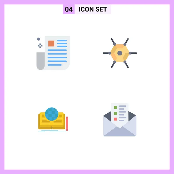 Thematic Vector Flat Icons Editable Symbols Interface Novel Page Network — Stock Vector