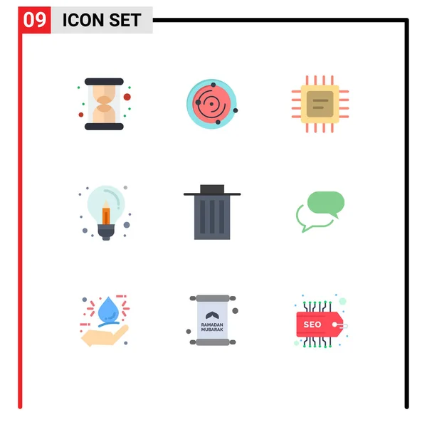 Set Modern Icons Sysymbols Signs Trash Delete Microchip Idea Creative — Vector de stock