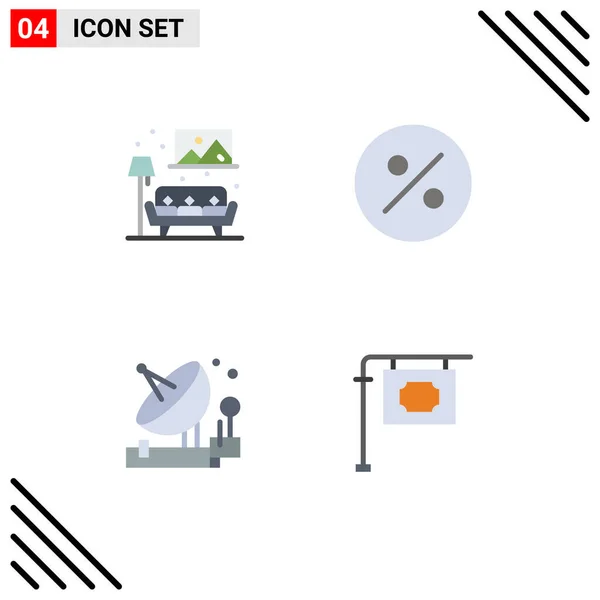 Stock Vector Icon Pack Line Signs Symbols Home Satellite Image — Stock Vector
