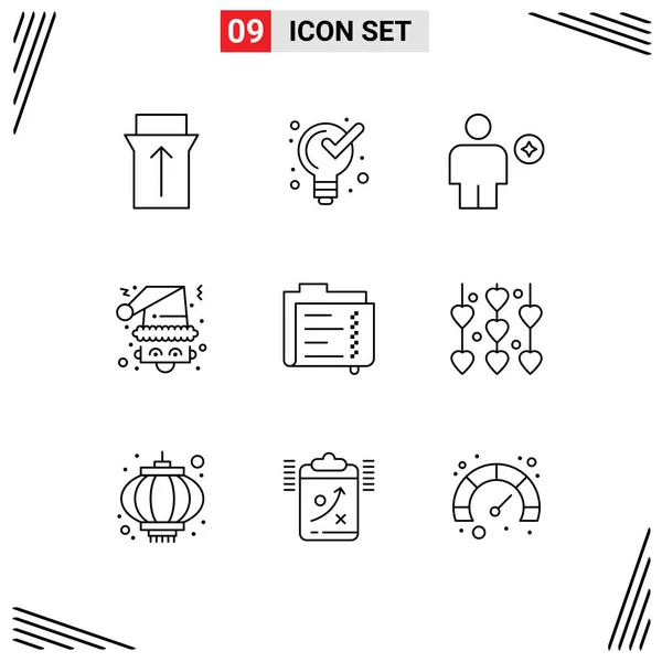 Mobile Interface Outline Set Pictograms Archive Santa Body Santa Christmas — Archivo Imágenes Vectoriales