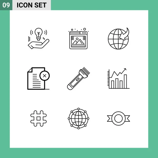 Set Modern Icons Sysymbols Signs Light Office Arrow Document Delete — Vector de stock