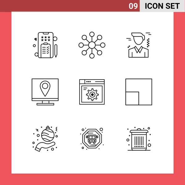 Креативных Иконок Современные Знаки Символы Интернета Декорации Офиса Сети Информации — стоковый вектор