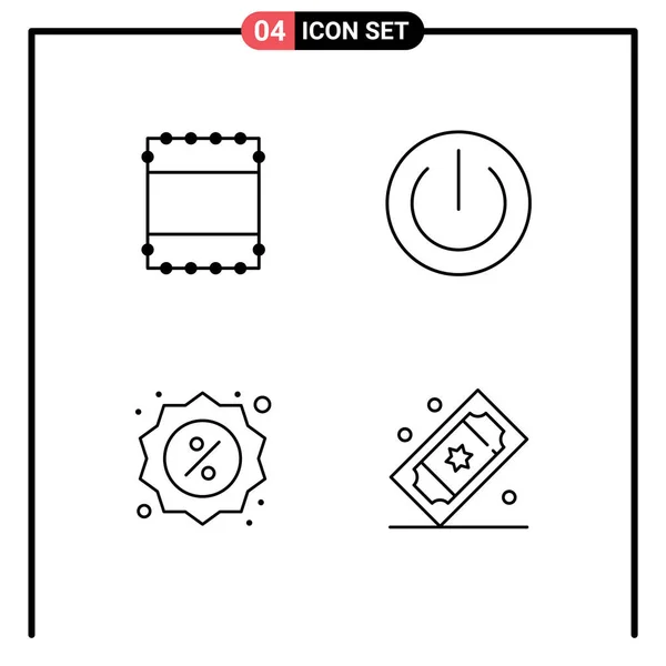 Mobile Interface Line Set Pictograms Layout Market Devices Power Cinema — Vector de stock