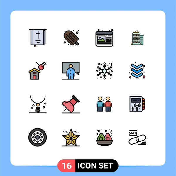 Creative Icons Modern Jelek Szimbólumok Város Iroda Fagylalt Skyscaper Web — Stock Vector