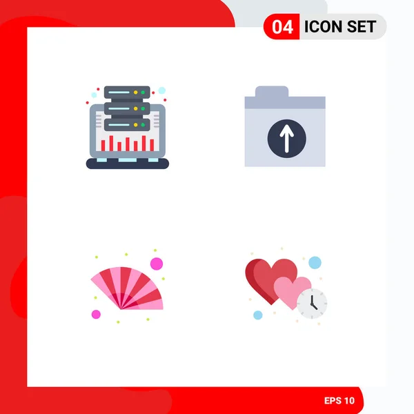 Flat Icon Pack Símbolos Universais Análise Ventilador Mão Estatística Pasta — Vetor de Stock