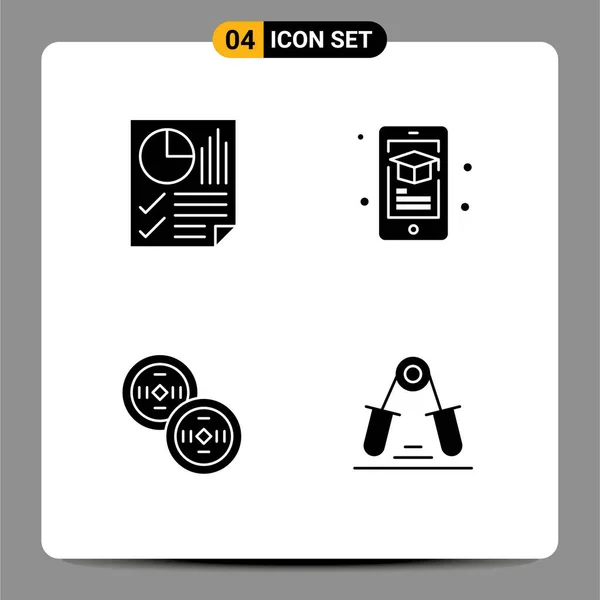 Universal Icon Symbols Group Modern Solid Glyphs Bars Coins Page —  Vetores de Stock