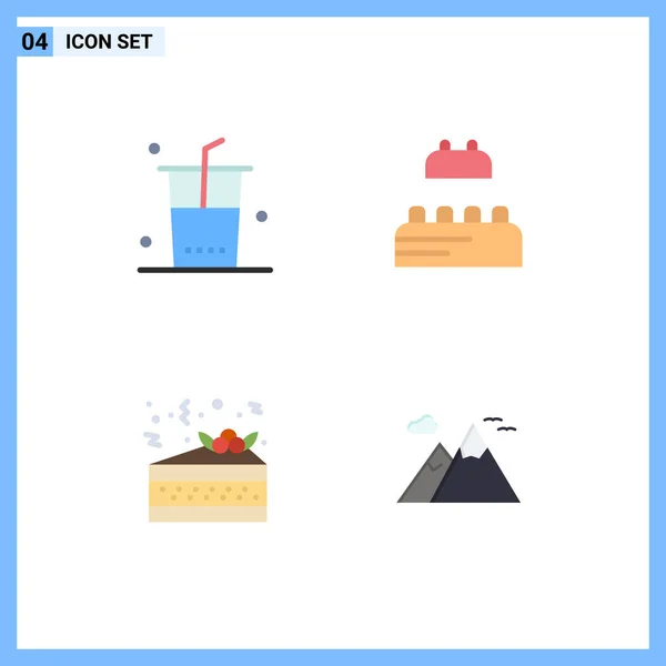 Universal Flat Icons Set Web Mobile Applications Drinks Pizza Shopping — Vector de stock