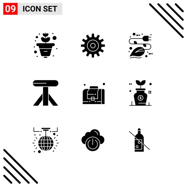 Solid Glyph Concept Websites Mobile Apps Bag Business Energy Table — Stock Vector