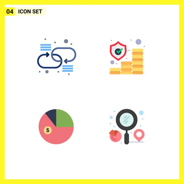 Mobile Interface Flat Icon Set Pictograms Chain Data Network Money — Stock Vector