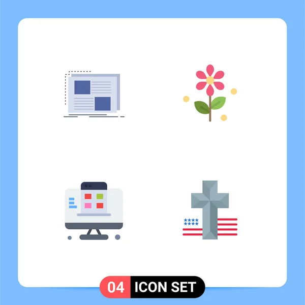 Modern Set Flat Icons Pictograph Content Web Page Page Easter — 스톡 벡터