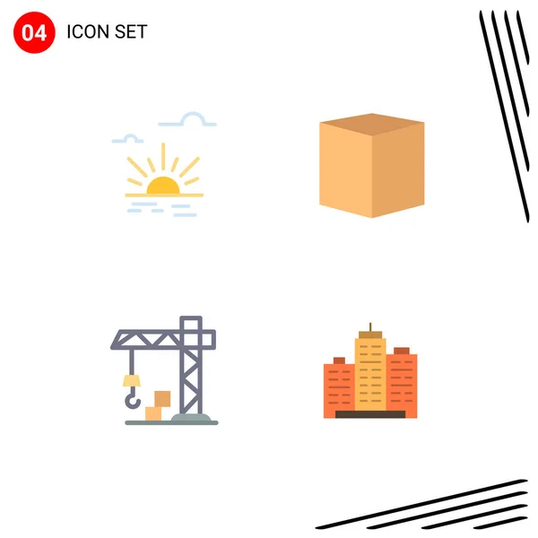 Modern Set Flat Icons Pictograph Sun Construction Spring Delivery Building — Stock Vector