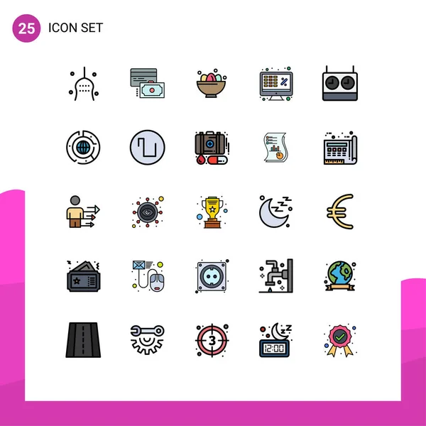 Thematic Vector Filled Line Flat Colors Editable Symbols Laptop Excellity — 스톡 벡터