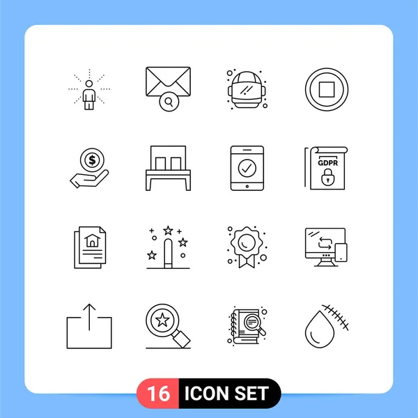 Creative Icons Modern Signs Sysymbols Dollar Shopping Astronaut Ecommerce Interface — Vector de stock