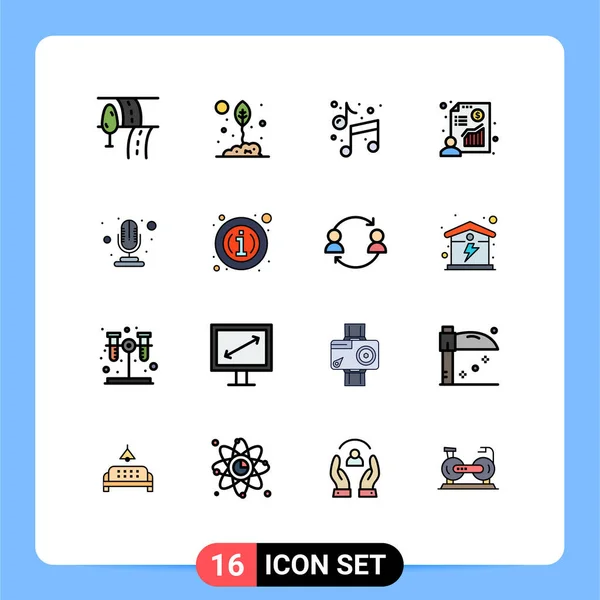 Conjunto Iconos Interfaz Usuario Moderna Símbolos Signos Para Micrófono Beneficio — Vector de stock