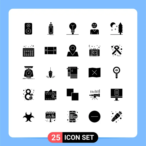 Universal Icon Symbols Group Modern Solid Glyphs Night Támogató Izzó — Stock Vector