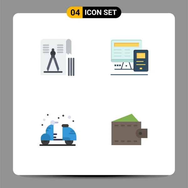 Editable Vector Line Pack Simple Flat Icons Compass Beach Geometry — Archivo Imágenes Vectoriales