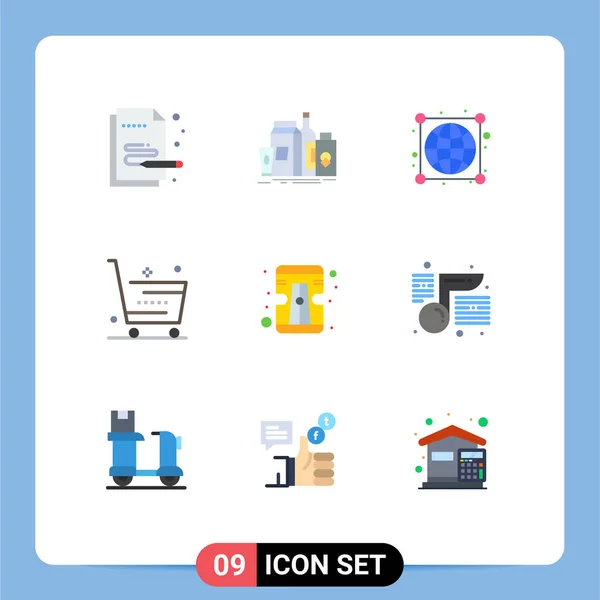 User Interface Pack Basic Flat Colors Shopping Online Bottle Ecommerce — Stock Vector