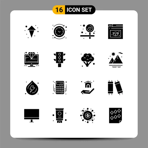 Universal Icon Symbols Group Modern Solid Glyphen Premium Jewel Board — Stockvektor