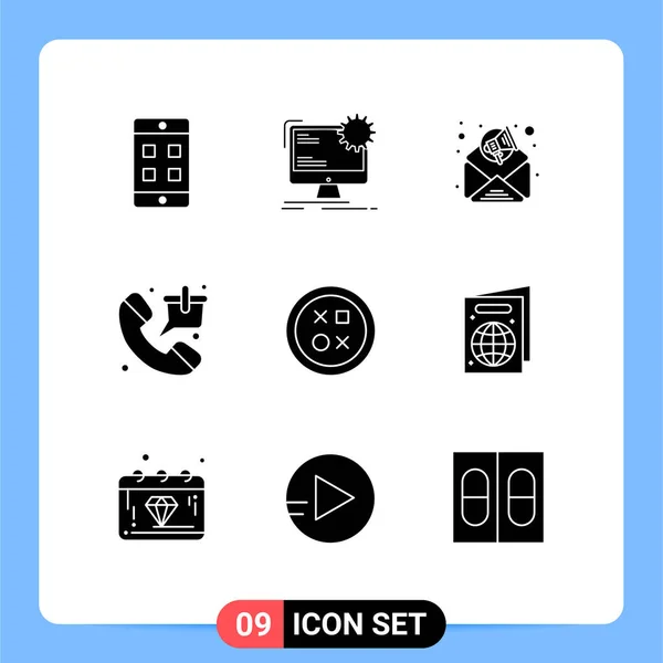 Interface Utilisateur Glyphe Solide Pack Signes Symboles Modernes Conception Achats — Image vectorielle