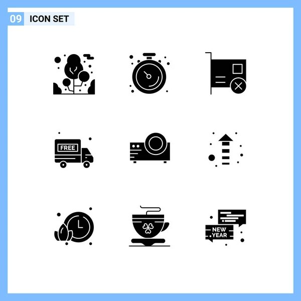 Universal Icon Symbols Group Modern Solid Glyphs Movie Projector Computers — Vetor de Stock