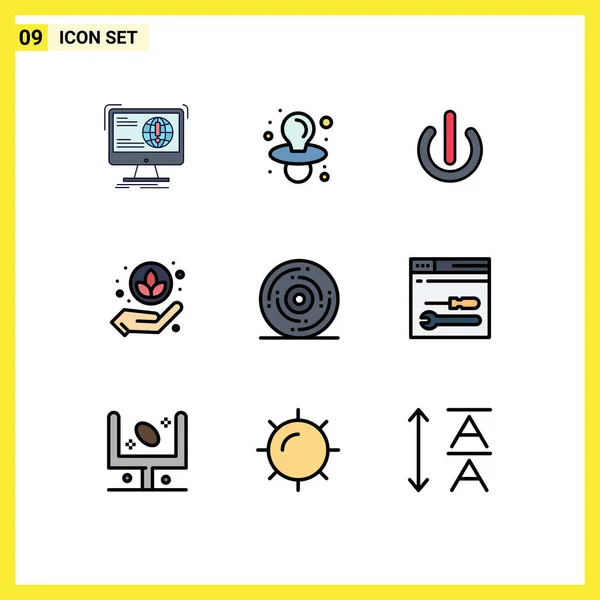 Set Modern Icons Sysymbols Signs Happy Celebration Button Lotus Plant — Vector de stock