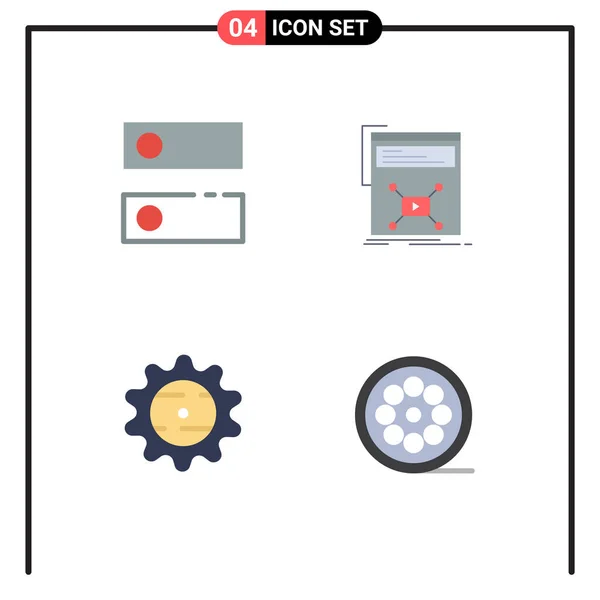 Pictogramme Ensemble Icônes Plates Simples Dns Bouteille Outils Vidéo Boisson — Image vectorielle