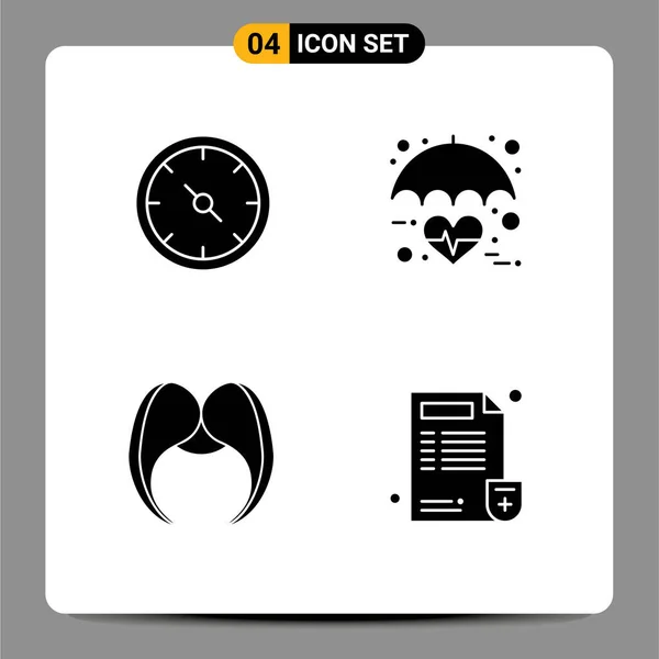 Mobile Interface Solid Gyph Set Pictograms Business Moustache Office Medical — Vector de stock