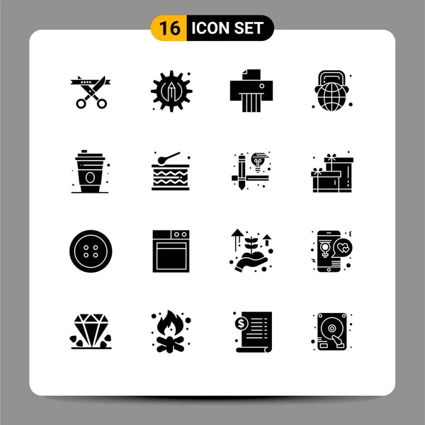Set Modern Icons Sysymbols Signs Canada Glass Paper Headphone Learning — Archivo Imágenes Vectoriales