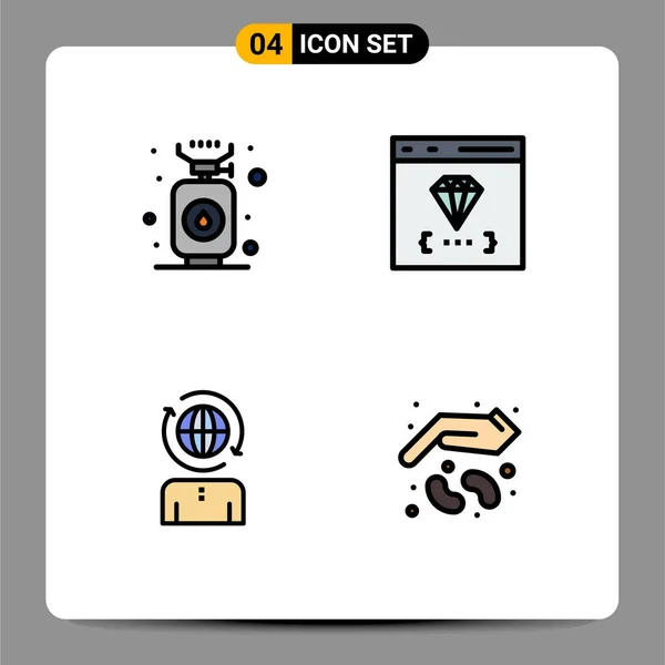 Conjunto Icones Modernos Símbolos Sinais Para Camping Negócios Fogão Codificação — Vetor de Stock