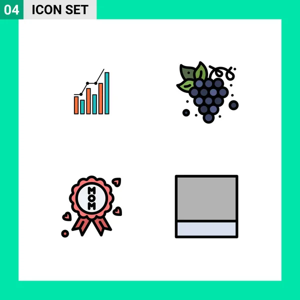 可编辑矢量设计元素的4组平面彩色标志和符号 — 图库矢量图片