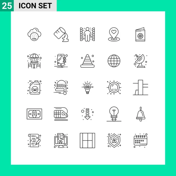 Creative Icons Modern Signs Sysymbols Card Heart Complication Pin Map — Vector de stock