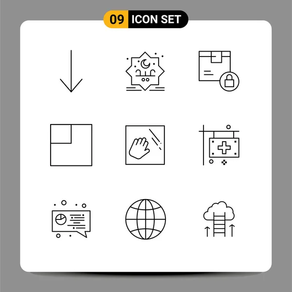 Icône Vectorielle Stock Paquet Signes Symboles Ligne Pour Entretien Main — Image vectorielle