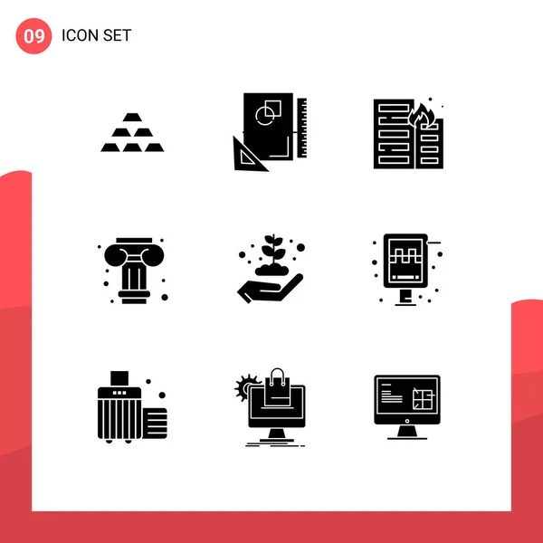 Universal Icon Symbols Group Modern Solid Glyphen Art House Layout — Stockvektor