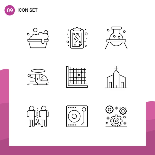 Stock Vector Icon Pack Líneas Señalización Símbolos Para Color Ambulancia — Vector de stock