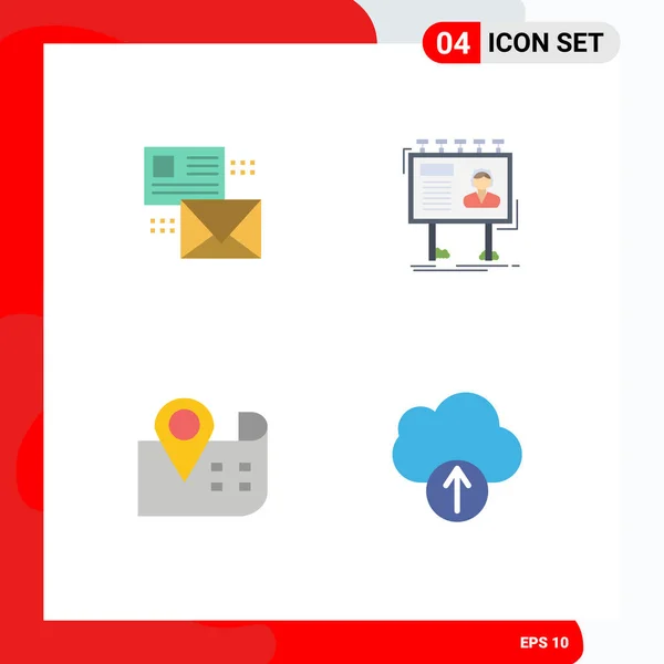 Flat Icon Pack Símbolos Universais Correspondência Cartaz Correio Anúncio Mapa — Vetor de Stock